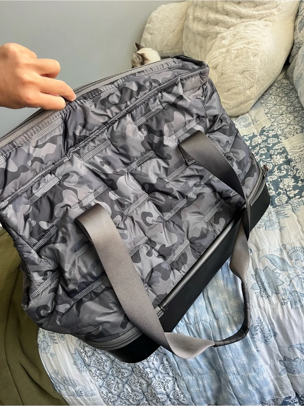 Gray Camouflage Dog Carrier Tote with Padded Straps